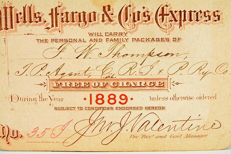 Appraisal: Wells Fargo Co Exchange Ticket This ticket was issued to