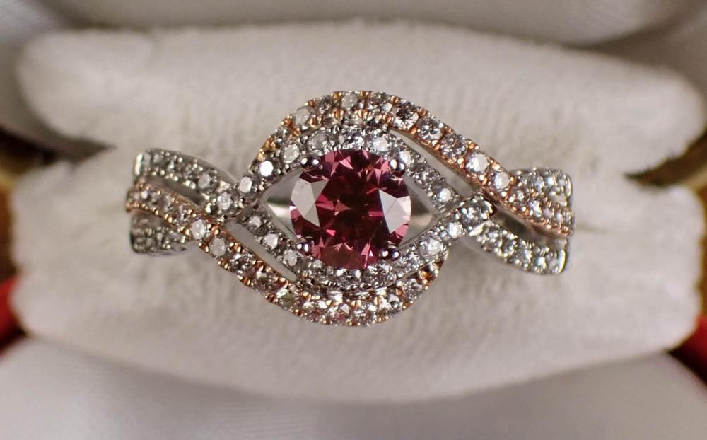 Appraisal: PINK DIAMOND WHITE DIAMONDS AND FOURTEEN KARAT WHITE YELLOW GOLD