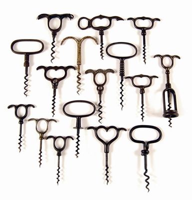 Appraisal: Sixteen cellarmen corkscrews mostly iron 'The Lever Signet' an eye