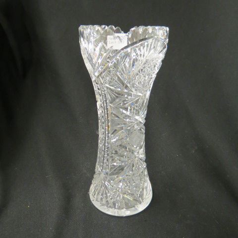 Appraisal: Cut Glass Vase brilliant period pinwheel diamond star corset shape