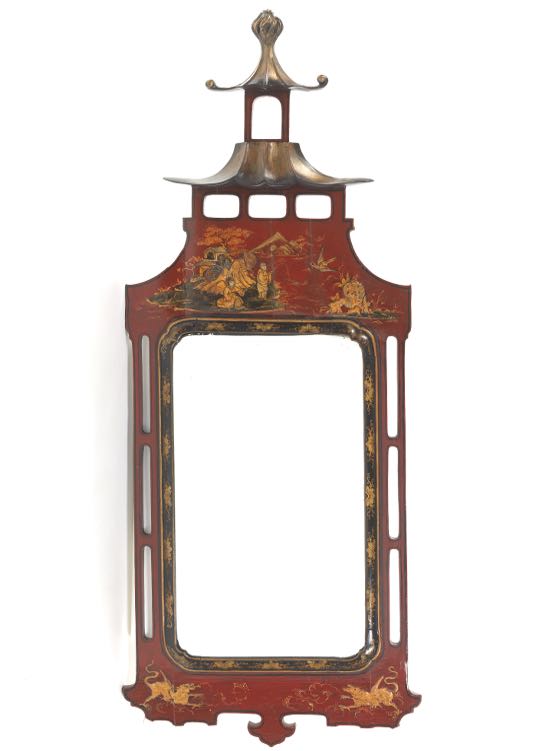 Appraisal: VICTORIAN CHINOISERIE STYLE CARVED AND LACQUERED WALL MIRROR CA TH