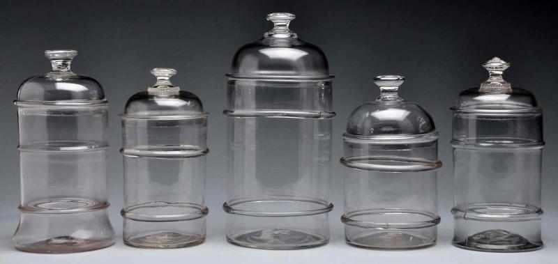 Appraisal: Lot of Apothecary Confectionary Ring Jars Description Circa to Clear