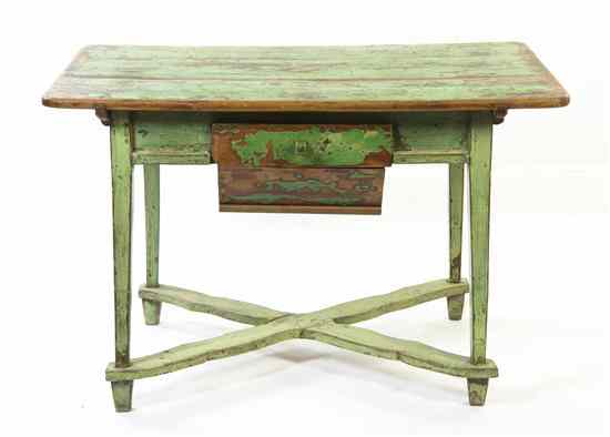 Appraisal: A Provincial Painted Pine Work Table having a rectangular top