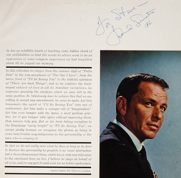 Appraisal: A Frank Sinatra signed record album titled I Remember Tommy