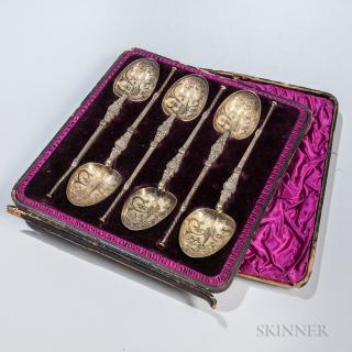 Appraisal: Six Victorian Sterling Silver-gilt Spoons London - Walter John Barnard