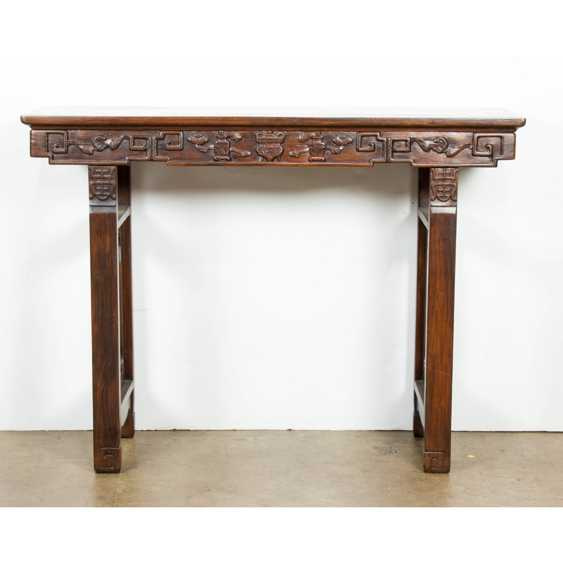 Appraisal: CHINESE HARDWOOD SIDE TABLE Chinese hardwood side table h x