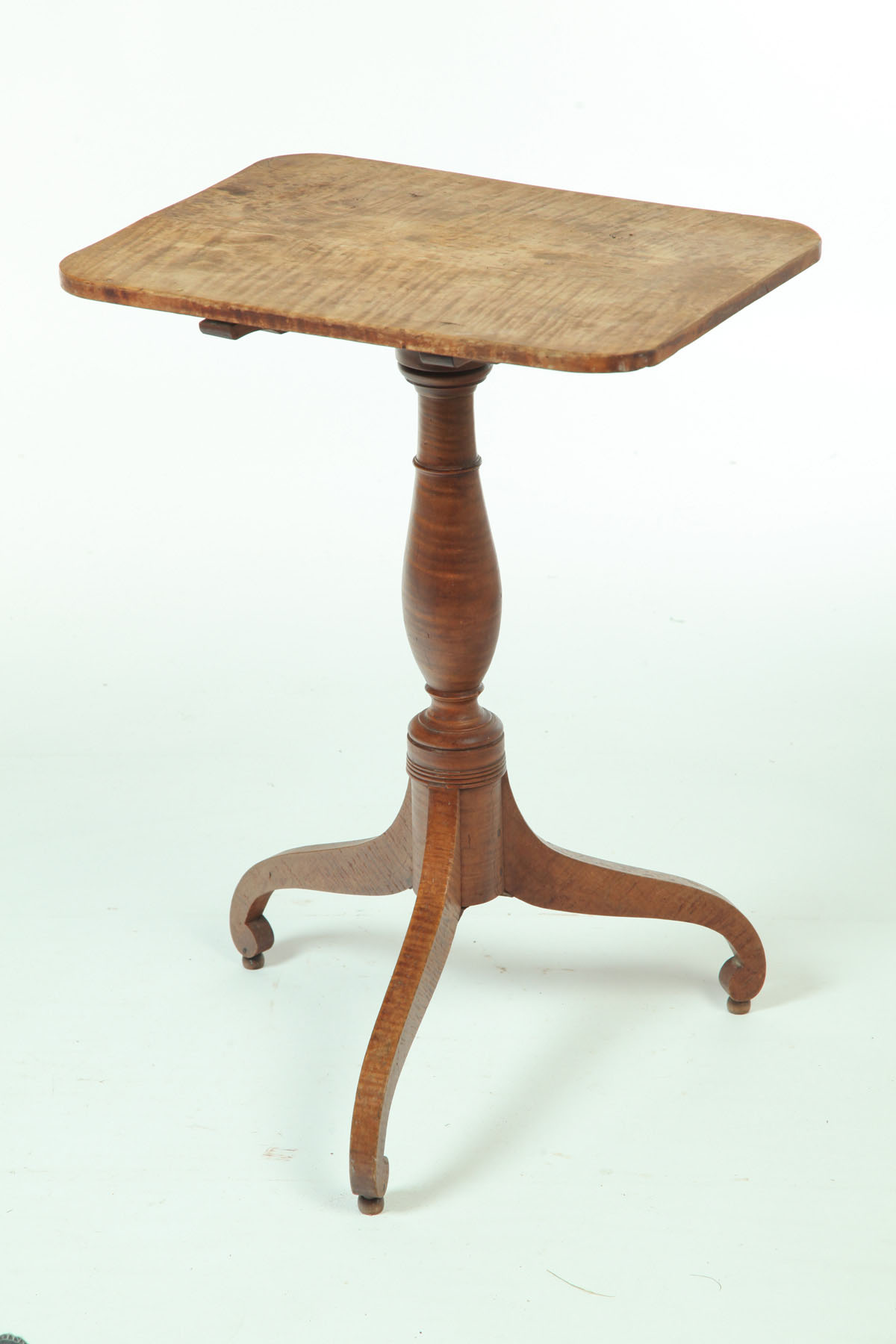 Appraisal: CLASSICAL CANDLESTAND American st half- th century curly maple Rectangular