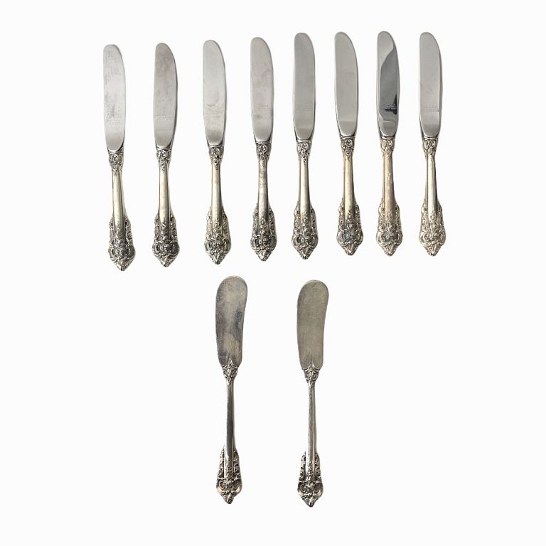 Appraisal: Sterling Silver Grande Baroque Butter Knives Sterling Silver Grande Baroque