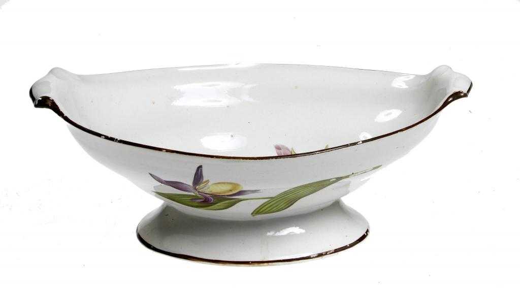 Appraisal: A CREAMWARE BOTANICAL DESSERT DISH of oval shape with everted