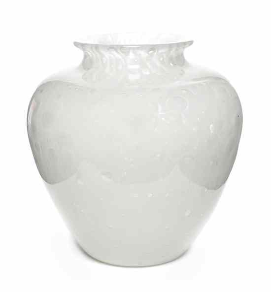 Appraisal: A Steuben Cluthra Vase circa of bulbous form Height inches