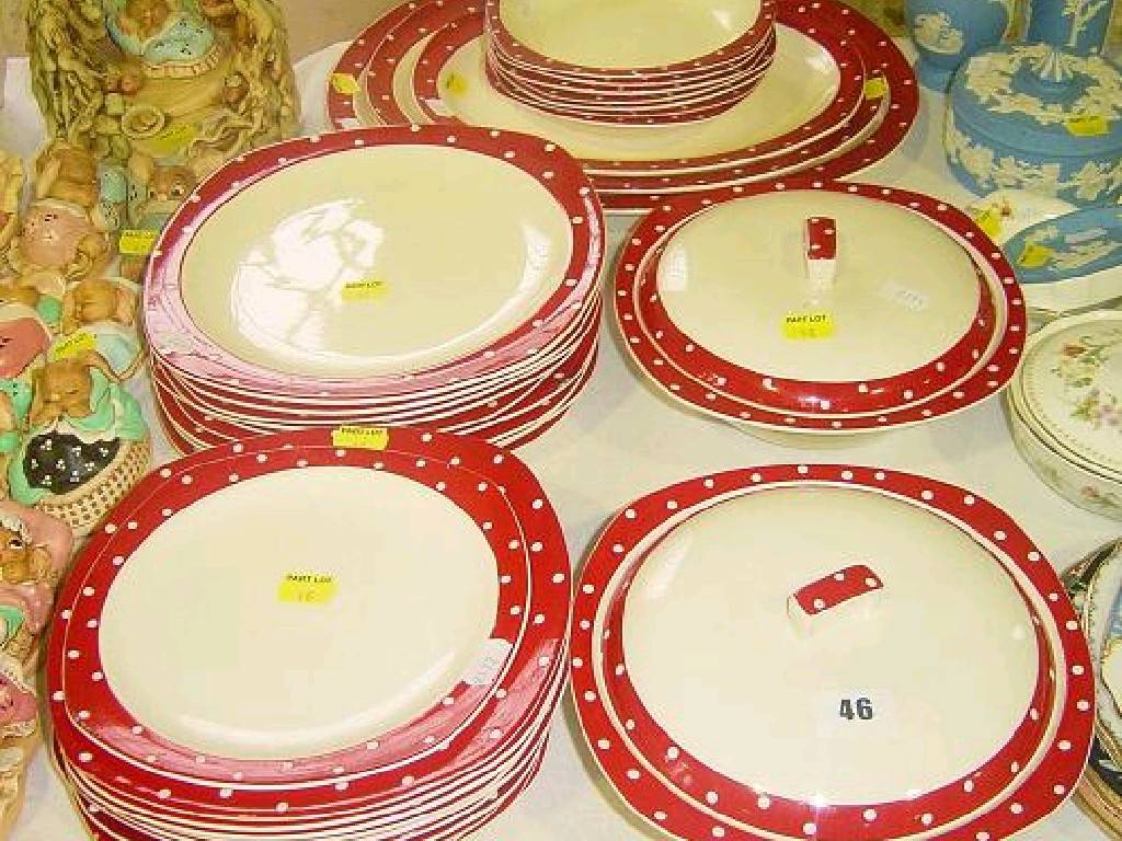 Appraisal: A collection of Midwinter Style Craft dinnerwares with red and