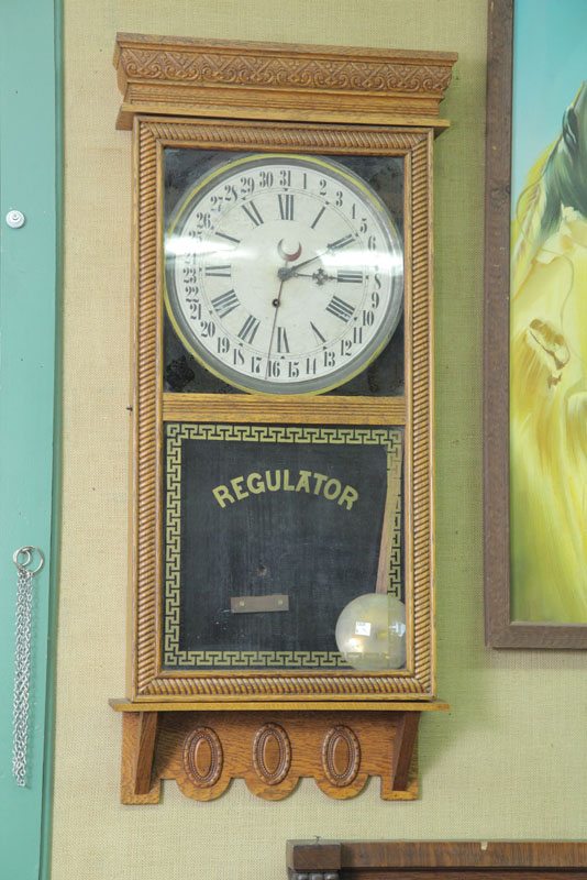 Appraisal: INGRAHAM REGULATOR WALL CLOCK Thirty hour spring driven clock with