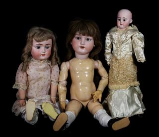 Appraisal: lot of German bisque head dolls lot of German bisque