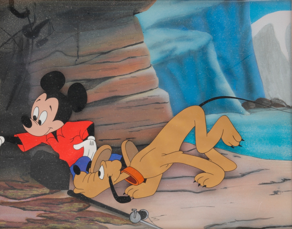 Appraisal: WALT DISNEY SIGNED MICKEY AND PLUTO ANIMATION CEL American second