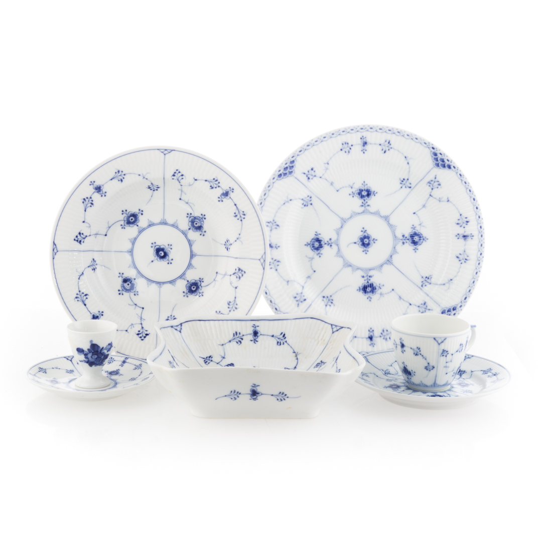 Appraisal: Royal Copenhagen Blue Fluted porcelain dinnerware pieces including soup bowls