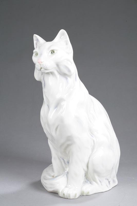 Appraisal: ROYAL DUX CAT Porcelein cat with glazed details and green