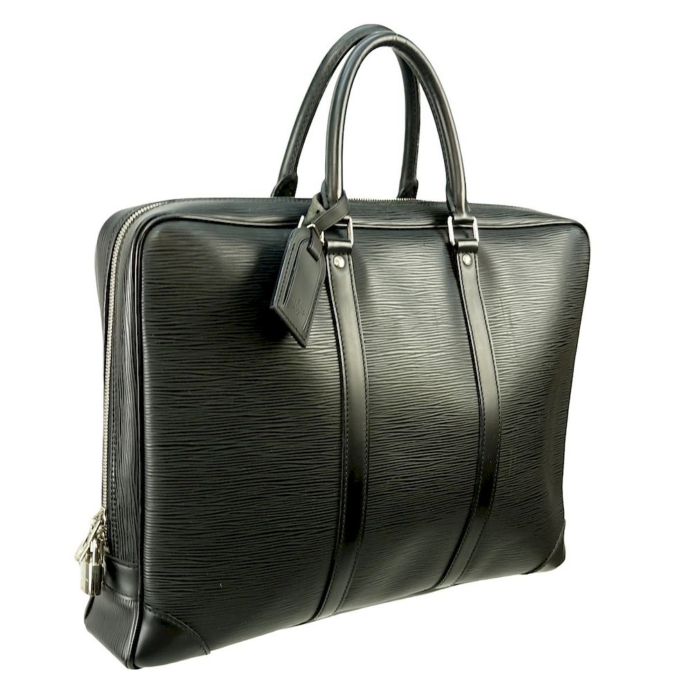 Appraisal: Louis Vuitton Briefcase Louis Vuitton Black Epi Leather Voyage Briefcase