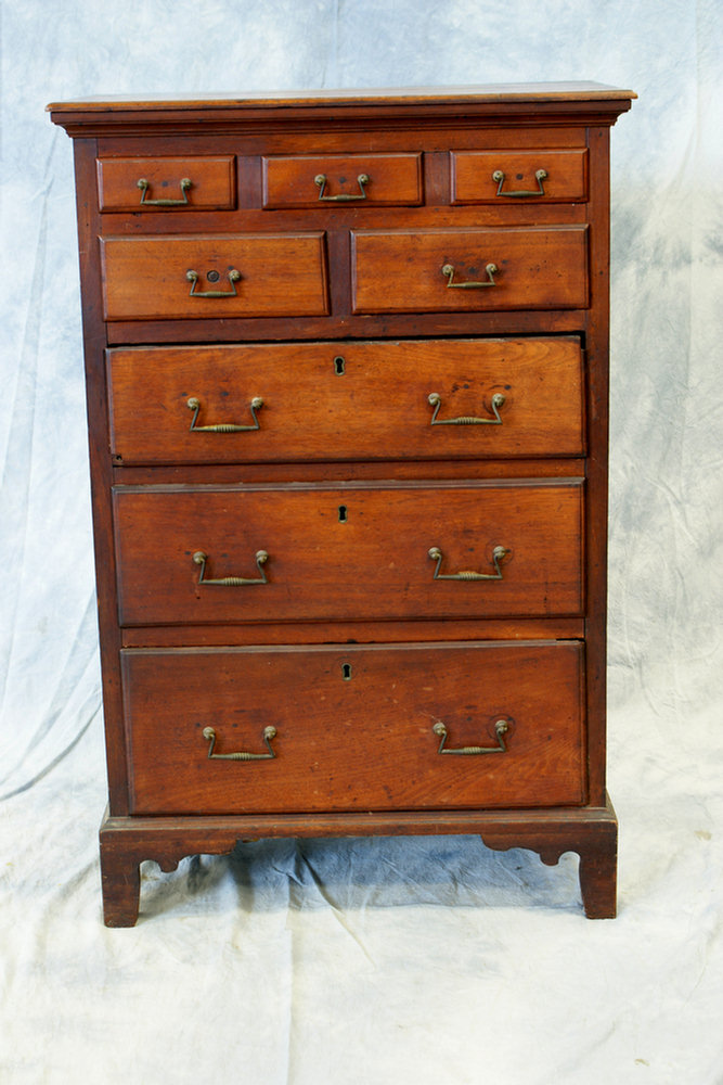 Appraisal: Walnut Chester County Queen Anne child size tall chest over