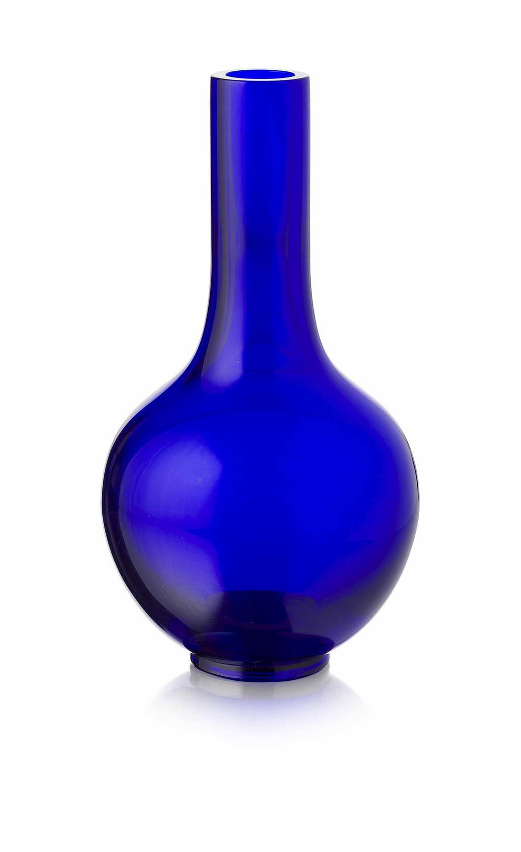 Appraisal: MONOCHROME COBALT-BLUE PEKING GLASS VASE QING DYNASTY TH CENTURY of