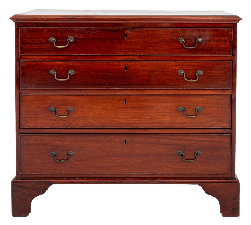 Appraisal: LATE GEORGE III MAHOGANY DRESSING TABLE-CHEST Late George III mahogany