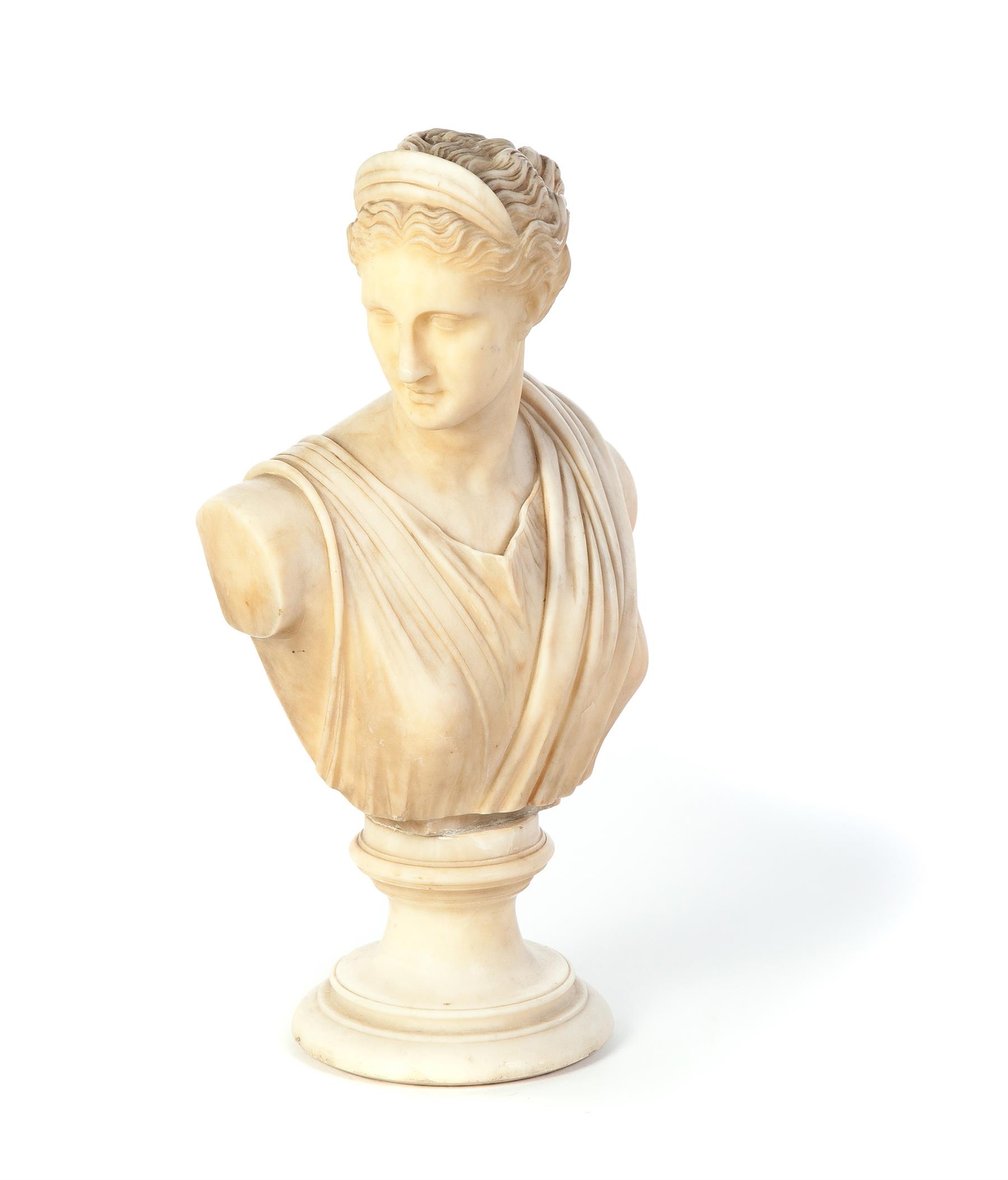 Appraisal: MARBLE BUST OF A CLASSICAL LADY European ca Nicely carved