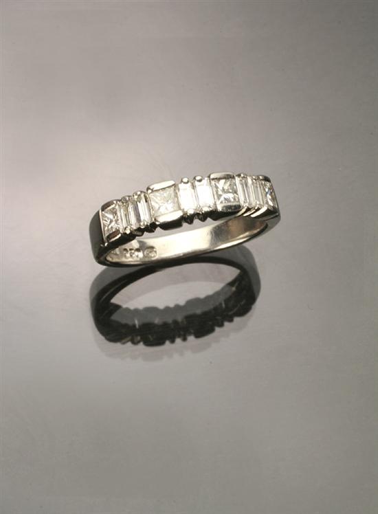 Appraisal: Platinum and Diamond Band Set with four square princess-cut diamonds