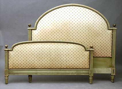 Appraisal: Louis XVI-Style Painted and Upholstered Bed