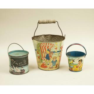 Appraisal: Two Tin Buckets and Peanut Butter Pail Lot comprising two