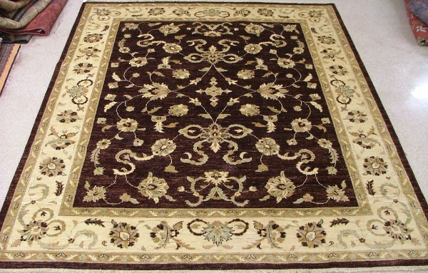 Appraisal: ORIENTAL INDO-PERSIAN CARPET floral tracery design on dark purple ground