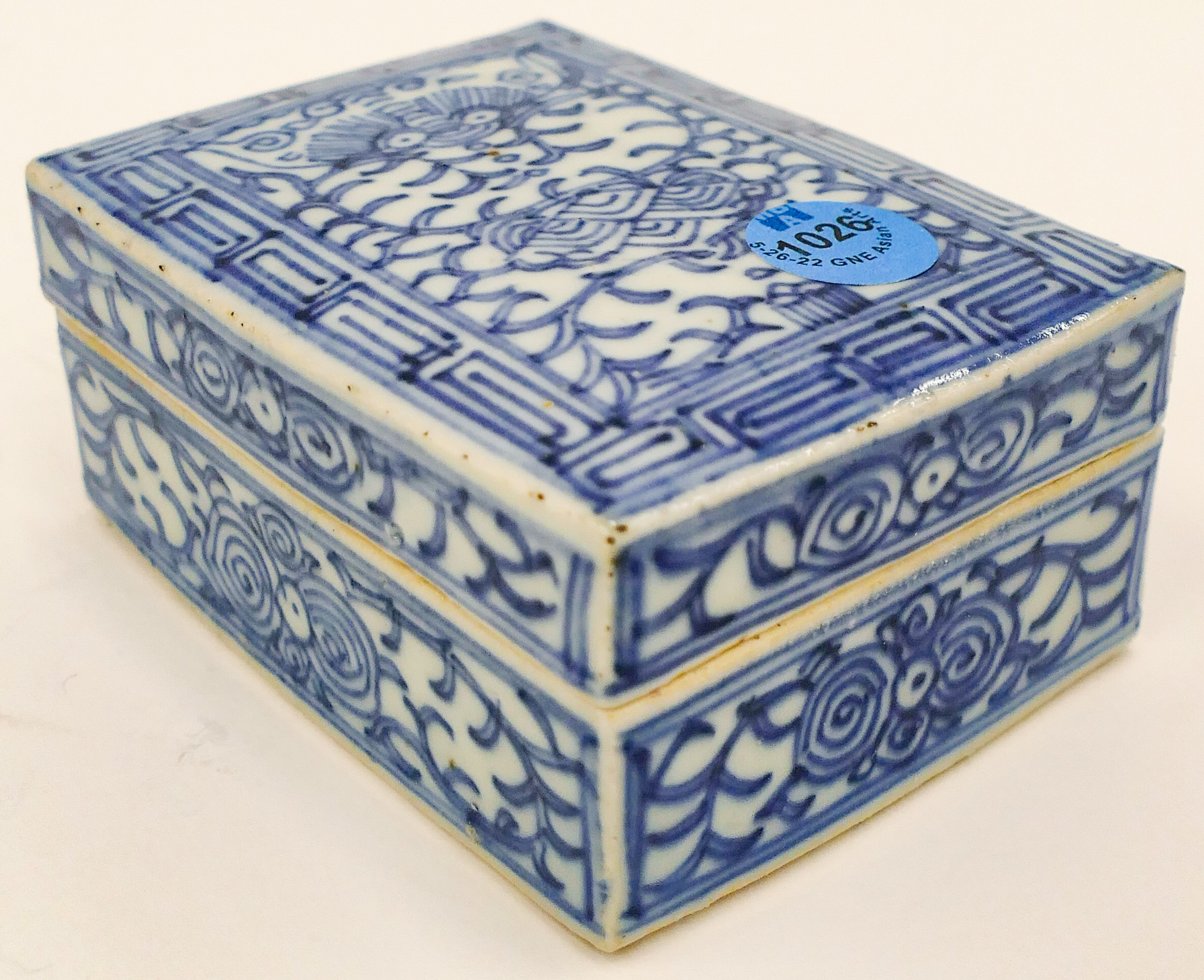 Appraisal: Chinese Qing Blue and White Rectangular Box ''x ''