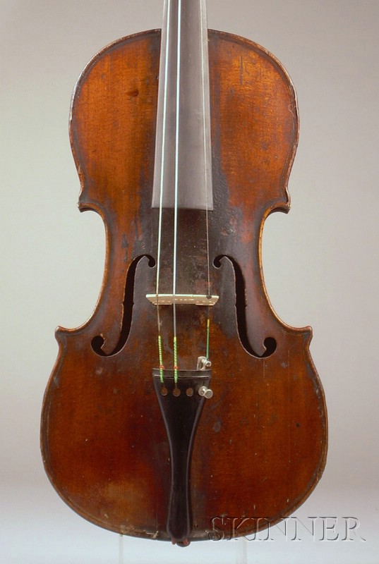 Appraisal: French Violin Possibly Nicolas Workshop c unlabeled length of one-piece