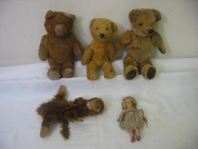 Appraisal: Three various post war English teddy bears - high a