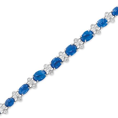 Appraisal: Cabochon Sapphire and Diamond Bracelet Estimate -