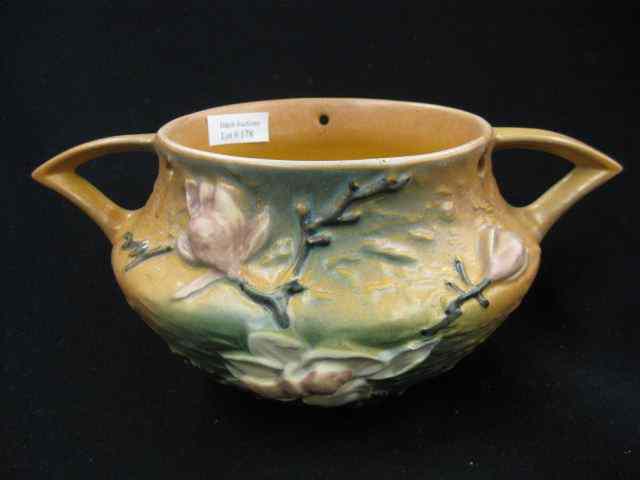 Appraisal: Roseville ''Magnolia'' Art Pottery HangingPlanter '' diameter '' deep brown