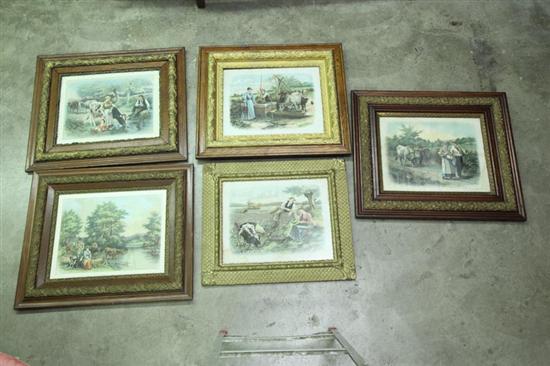 Appraisal: FIVE PRINTS All by Debat Ponson depicting various farm scenes