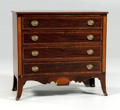 Appraisal: New England Federal four-drawer chest banded and inlaid drawers flanked