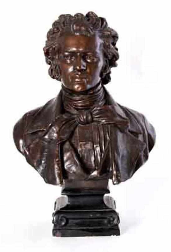 Appraisal: Friedrich Goldscheider Austrian - BUST OF BEETHOVEN painted terracotta stamped