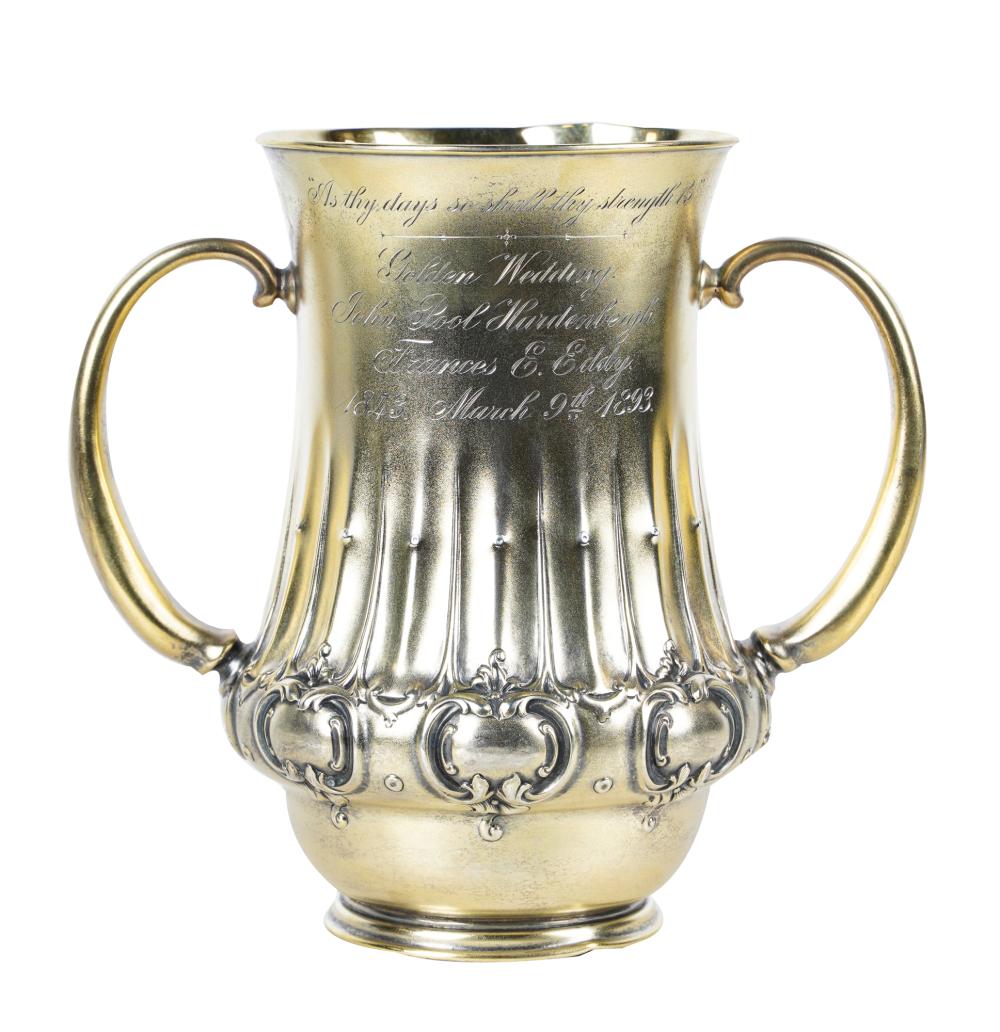 Appraisal: GORHAM STERLING PRESENTATION CUPmaker's mark to underside gilt-washed with engraved