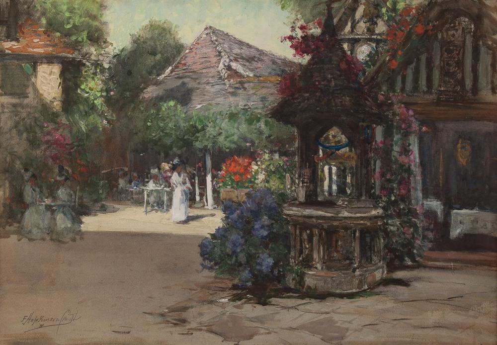 Appraisal: FRANCIS HOPKINSON SMITH American - Plaza with Fountain and Cafe