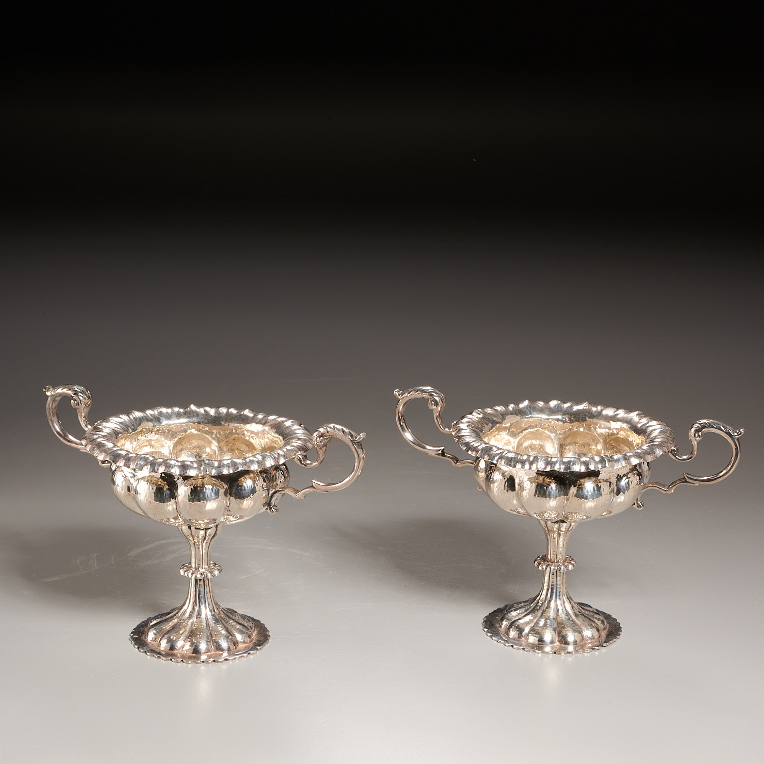 Appraisal: GEORGE NATHAN RIDLEY HAYES PAIR SILVER TAZZAS Letter dated Chester