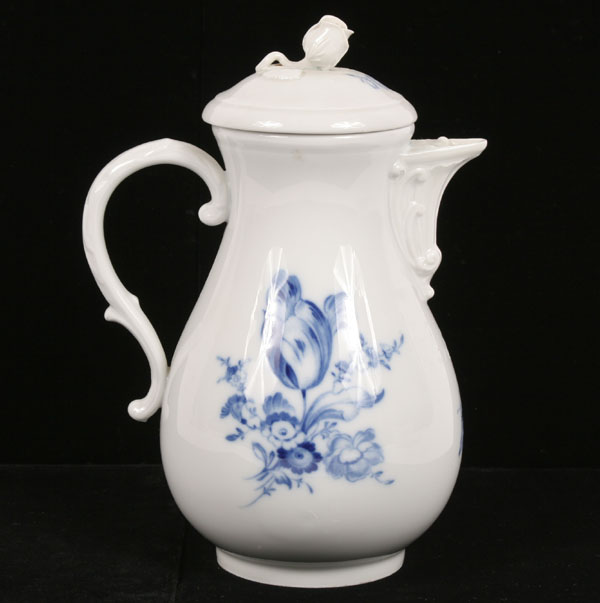 Appraisal: Meissen porcelain coffee pot with hand painted florals Rococo handles