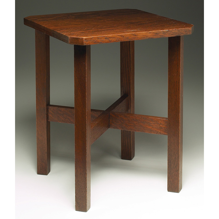 Appraisal: Arts and Crafts end table square top over a cross-stretcher