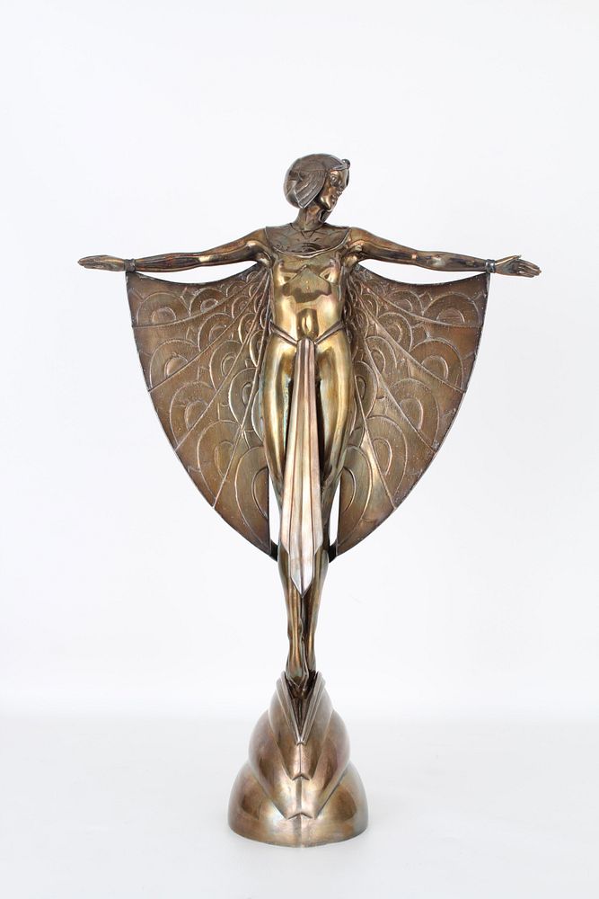 Appraisal: Signed Silvered Bronze Art Deco Figure Signed Silvered Bronze Art