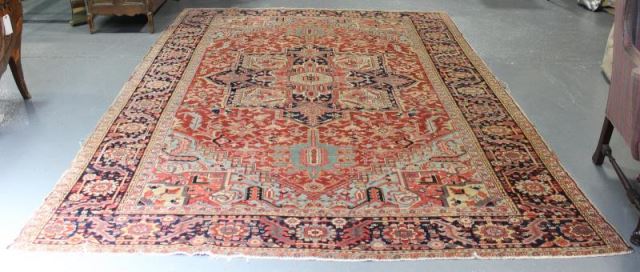 Appraisal: Antique Heriz Carpet A well drawn carpet with good colors