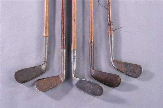 Appraisal: FIVE ASSORTED PIPE BRAND GOLF IRONS BY TOM STEWART OF