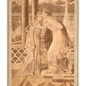 Appraisal: A French Painted Scenic Wallpaper Panel Late th Early th