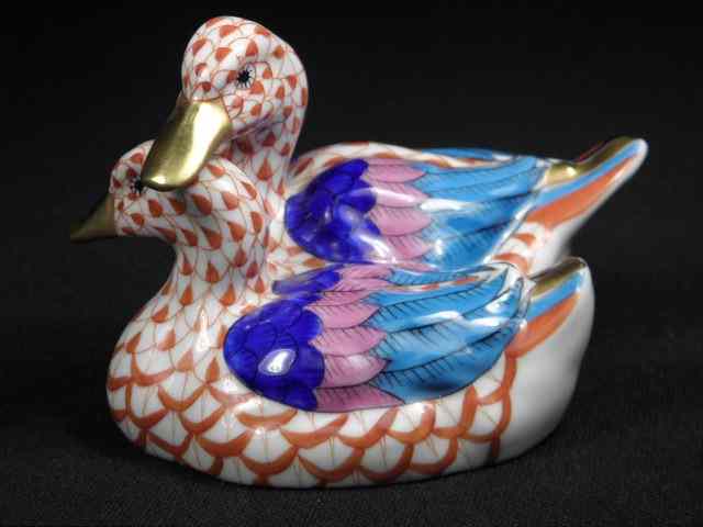 Appraisal: Herend porcelain fish net duck grouping Marked on base ''Herend