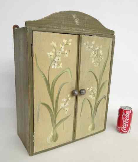 Appraisal: Paint decorated hanging cupboard '' W '' D '' Ht