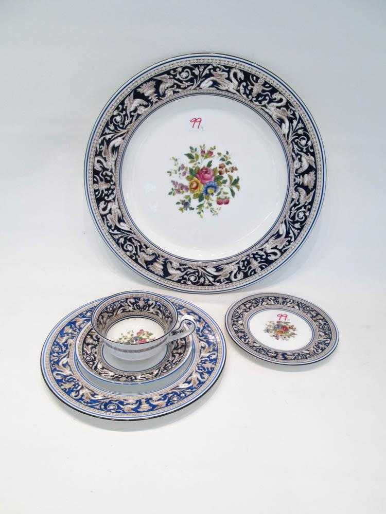 Appraisal: WEDGWOOD FLORENTINE ASSEMBLED CHINA SET forty-eight pieces various blue Florentine