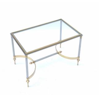 Appraisal: Jansen Style Cocktail Table Two tone chrome and glass inset